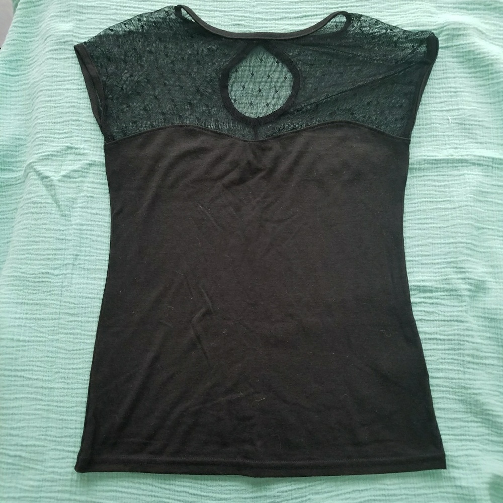 Black top with see through shoulders